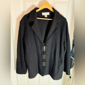 100% Black Boiled Wool Jacket
